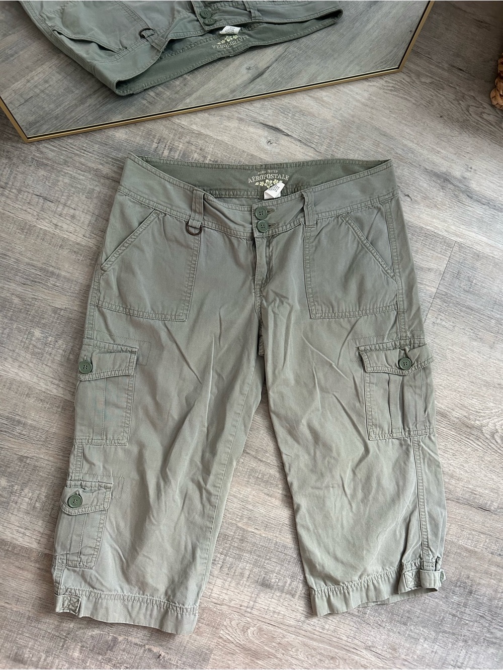 Aeropostale Vintage Cargo Capri Pants Size 10 Green Grunge Skater Gorpcore